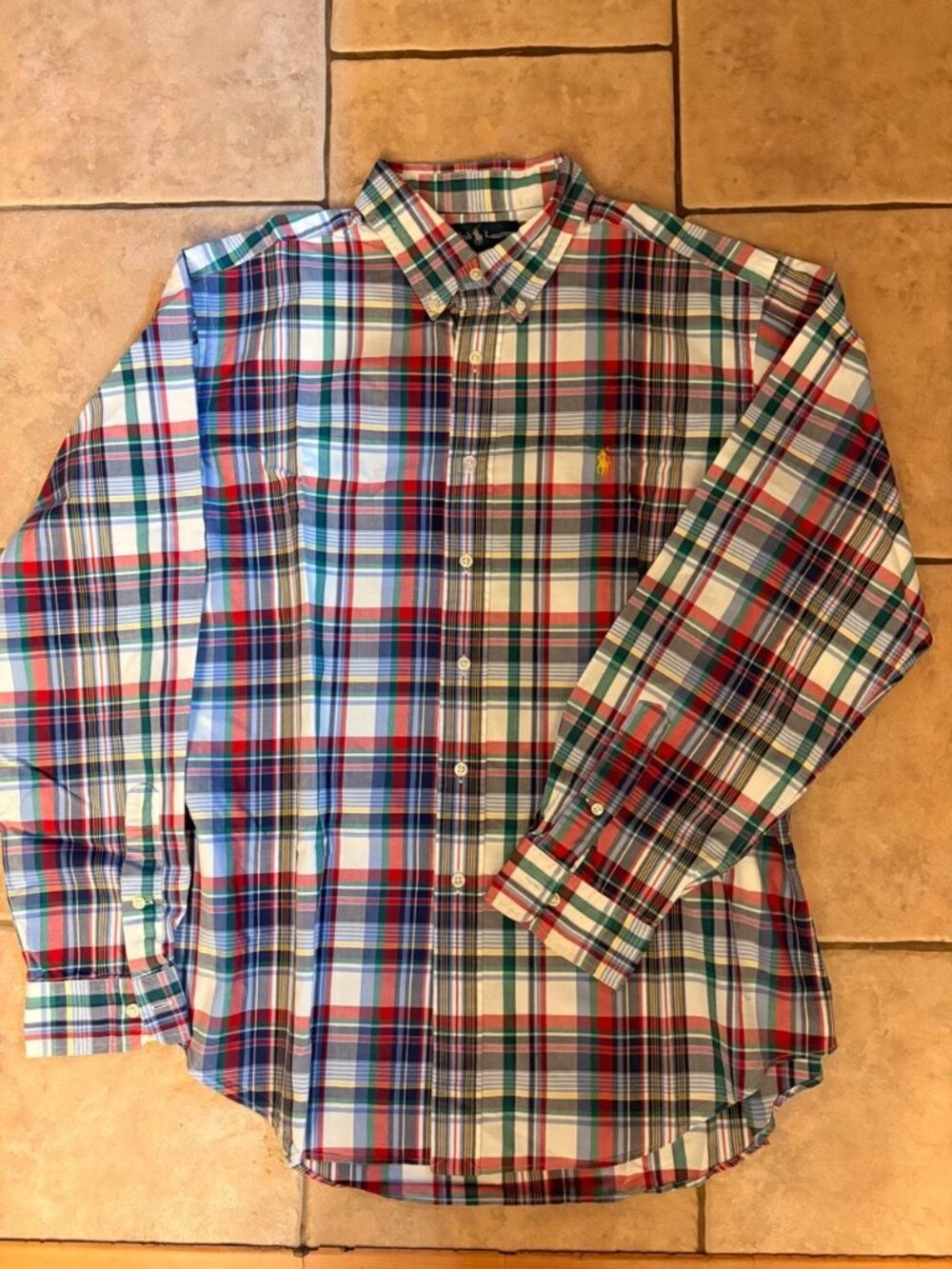 Polo Ralph Lauren Classic Fit Fun Shirt Plaid Patchwork Button Down XL